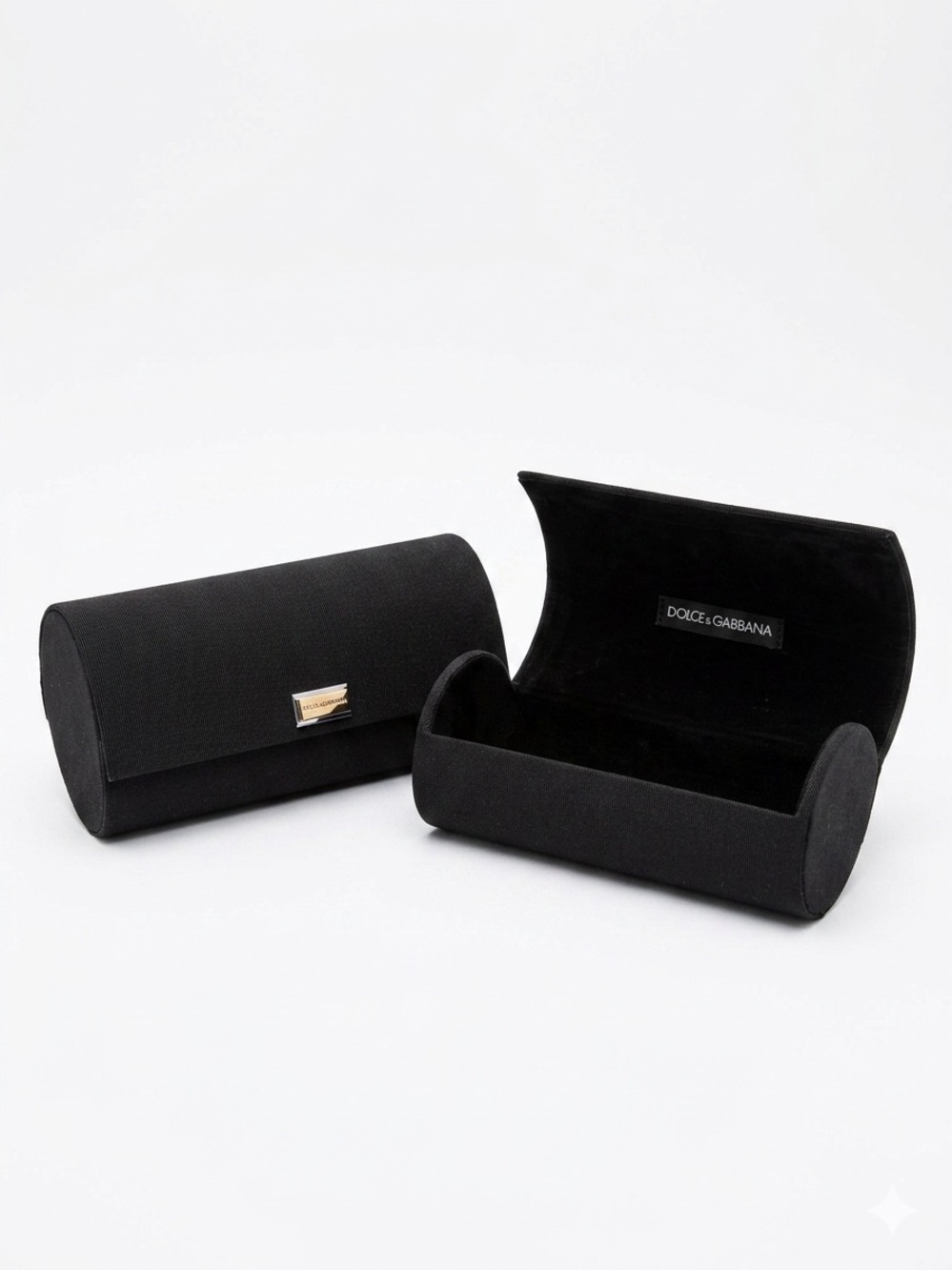 Dolce & Gabbana Black Ribbed Hard Sunglasses Case Eyeglass Cylinder Y2K OS